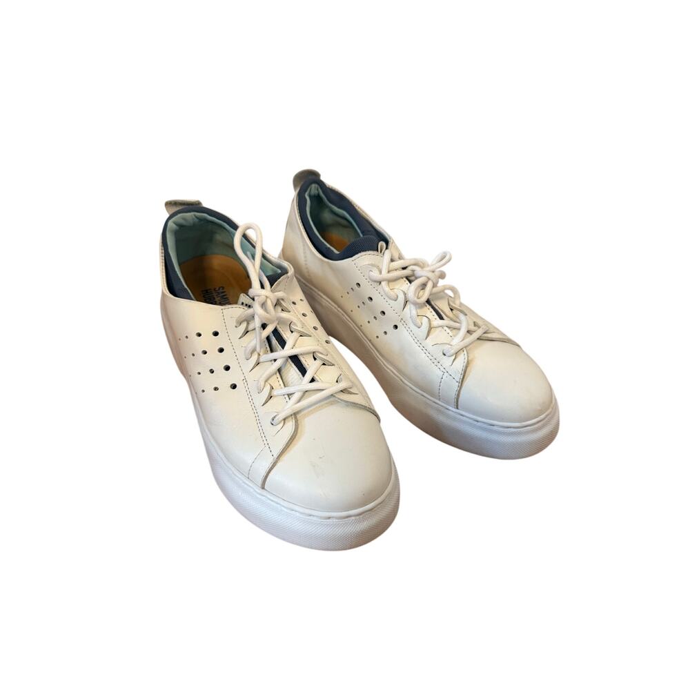 SAMUEL HUBBARD Flight Sport Leather Sneakers Women's Sz 7.5 White Blue